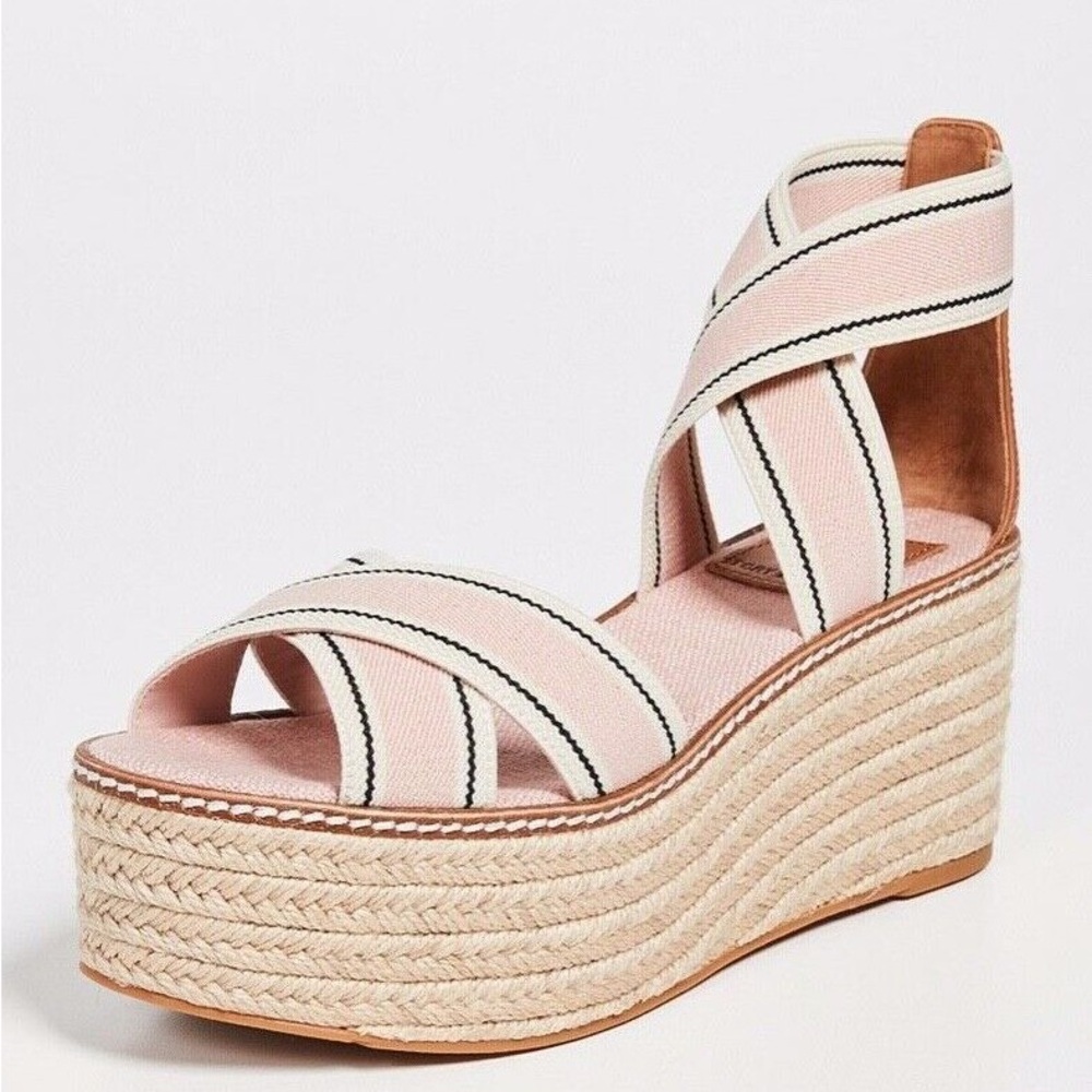 Tory Burch Frieda 50MM Espadrille Sandal | Blush Stripe Tan | Size 8.5